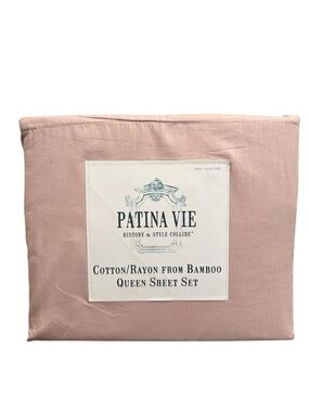 Patina Vie Queen Sheet Set Pink Bamboo Cotton Blend 4pc Soft